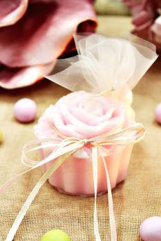 Κέρινο cup cake λουλούδι ροζ 7*6*5 cm