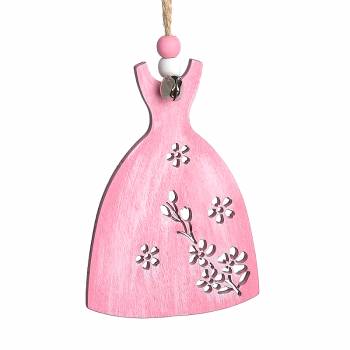 Ξύλινο κρεμαστό ροζ φόρεμα