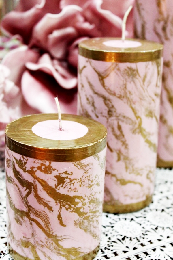 Κερί marble ροζ- χρυσό 8χ20