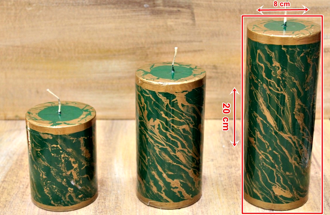 Κερί marble πράσινο- χρυσό 8χ20