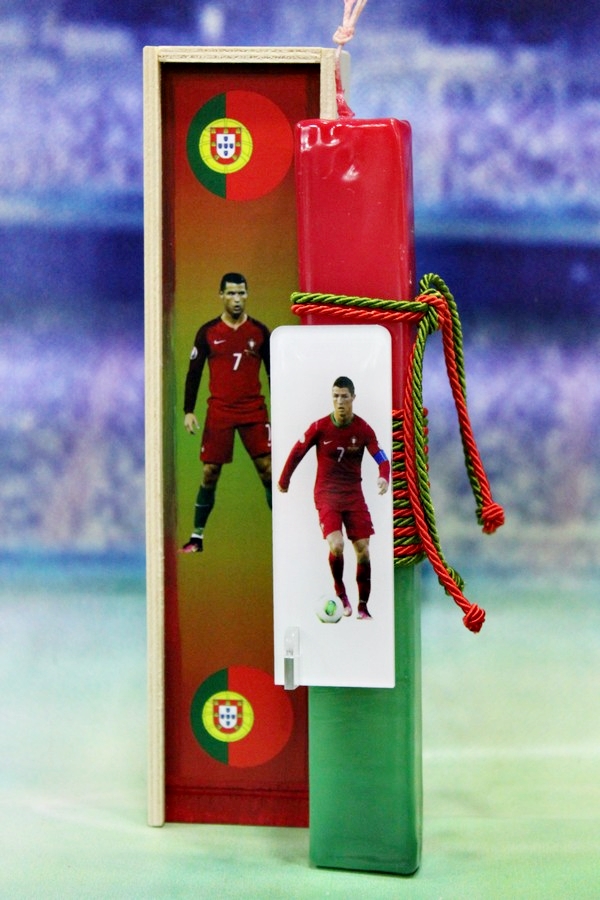 Πασχαλινή λαμπάδα 24Δ008 Ποδόσφαιρο Ron plexiglass σετ με ξύλινο κουτί 28x7x5 cm