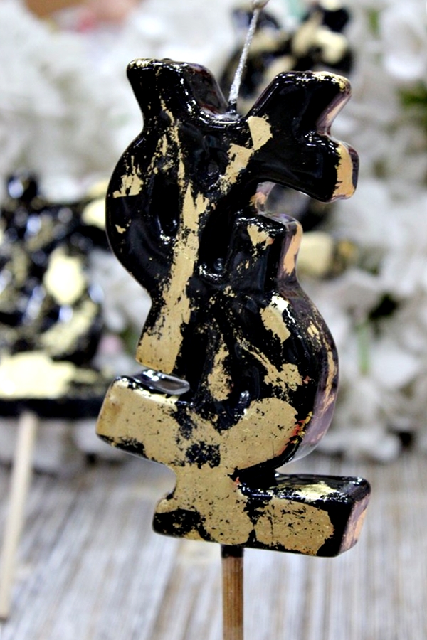 Πασχαλινή Λαμπάδα σχήμα YSL με φύλλα χρυσού 13x8x1,8cm