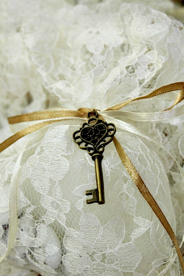 Μπομπονιέρα Γάμου Πουγκί (12*17) Με Κλειδί