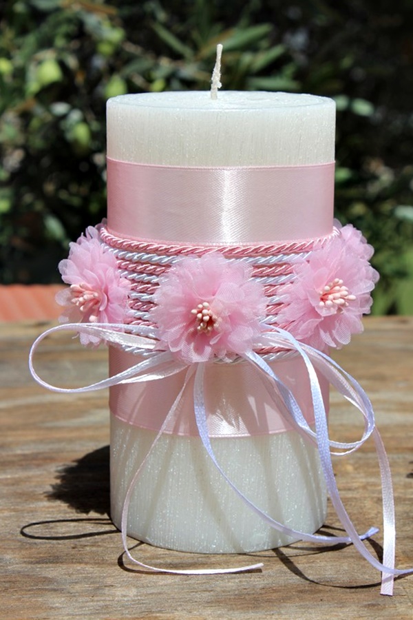 Σαγρέ χειροποίητο κερί με ροζ λουλούδια 8x15 0516144