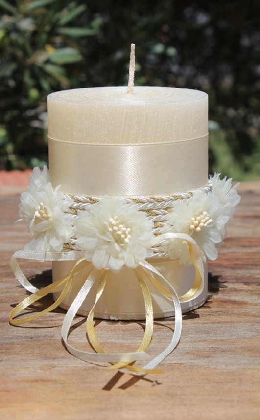 Σαγρέ χειροποίητο κερί με εκρού λουλούδια 8x10 0516144