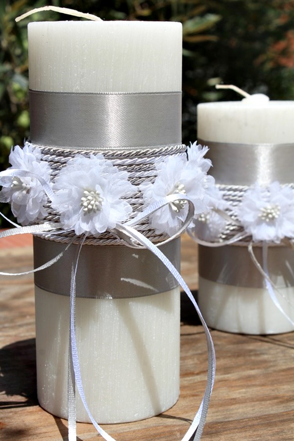Σαγρέ χειροποίητο κερί με λευκά λουλούδια 8x20 0516144
