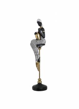 Διακοσμητικό Αγαλματίδιο Πολυρητίνης Γυναικεία Φιγούρα Μαύρη 11x10x43cm