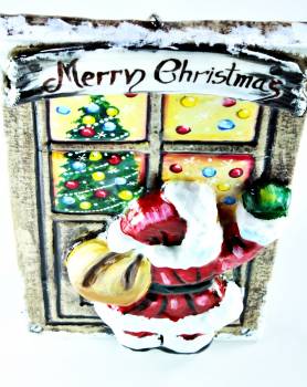 Χειροποίητη κέρινη πόρτα Άγιος Βασίλης merry Christmas 23*14