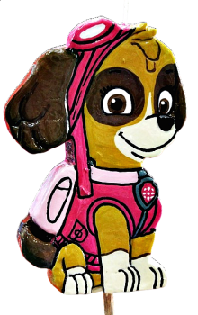 Πασχαλινή λαμπάδα Πλακέτα ροζ σκυλάκι 17x11x2cm