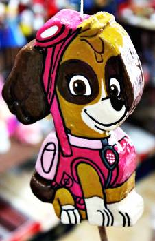 Πασχαλινή Λαμπάδα Πλακέτα ροζ σκυλάκι 17x11x2cm