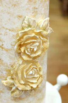 Χειροποίητο κερί γάμου για κηροστάτη vintage με λουλούδι 10x15cm