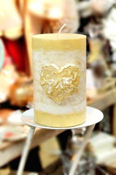Κερί γάμου για κηροστάτη vintage με καρδιά 10x15cm