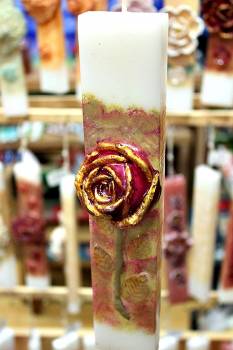 Πασχαλινή λαμπάδα 20ΝΤ015 Τριαντάφυλλο με κλαδί κόκκινο Ύψος 25