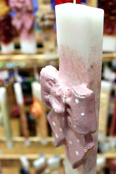 Πασχαλινή λαμπάδα 20ΝΤ028 Φίογκος ροζ πουά Ύψος 25