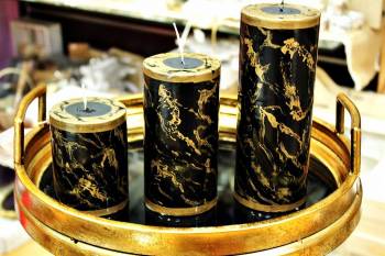 Κερί marble μαύρο- χρυσό 8χ15