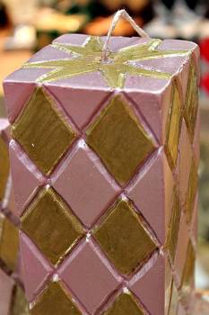 Κερί carve τετράγωνο ροζ χρυσό 7,5*7,5*10