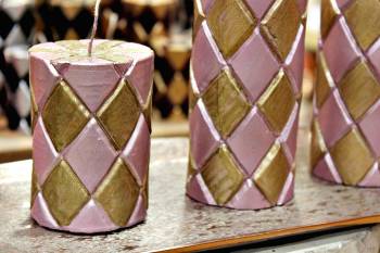 Κερί carve χρυσό ροζ με τετράγωνα 7.5*20