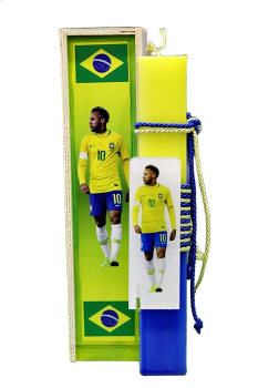 Πασχαλινή λαμπάδα 24Δ007 Ποδόσφαιρο Messi plexiglass σετ με ξύλινο κουτί  28x7x5 cm