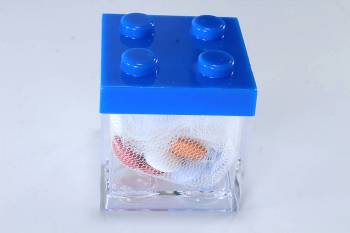 Μπομπονιέρα βάπτισης κουτάκι lego plexiglass