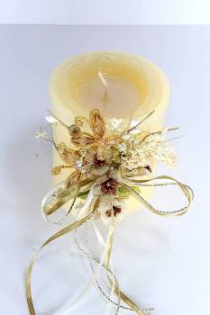 Χειροποίητο τυλιχτό αρωματικό κερί ασπρόμαυρο με πέρλες 8x15cm