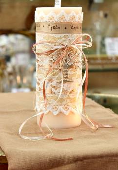 Αρωματικό κερί στολισμένο με ευχές και ροζ-χρυσό δέντρο ζωής 8x20cm