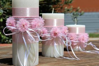 Σαγρέ χειροποίητο κερί με ροζ λουλούδια 8x20 0516144
