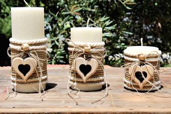 Χειροποίητο σαγρέ κερί με ξύλινη καρδιά 8x15 0519599