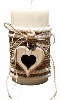 Χειροποίητο σαγρέ κερί με ξύλινη καρδιά 8x15 0519599