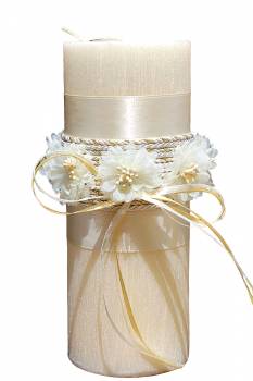 Σαγρέ χειροποίητο  κερί με εκρού λουλούδια 8x20 0516144