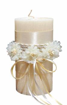 Σαγρέ χειροποίητο  κερί με εκρού λουλούδια 8x15 0516144