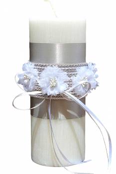 Σαγρέ χειροποίητο  κερί με λευκά λουλούδια λουλούδια 8x20 0516144