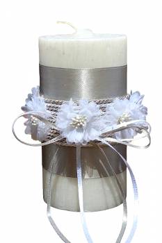 Σαγρέ χειροποίητο  κερί με λευκά λουλούδια λουλούδια 8x15 0516144