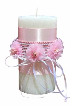 Σαγρέ χειροποίητο  κερί με ροζ λουλούδια 8x15 0516144