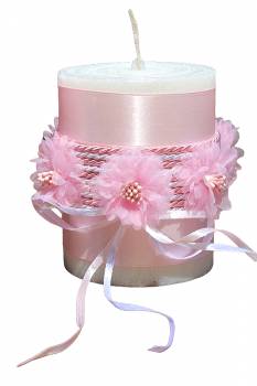 Σαγρέ χειροποίητο  κερί με ροζ λουλούδια 8x10 0516144