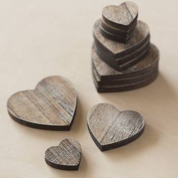Διακοσμητικές ξύλινες καρδιές (συσκευασία 3 μεγέθη από 4τμχ)