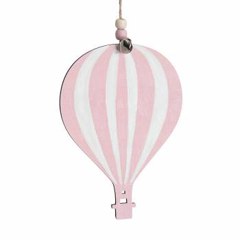 Ξύλινο κρεμαστό ροζ αερόστατο