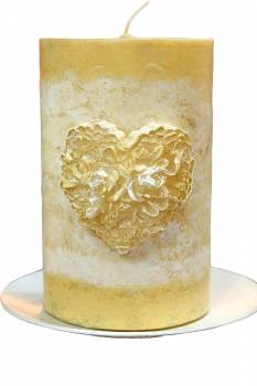 Κερί γάμου για κηροστάτη vintage με καρδιά 10x15cm