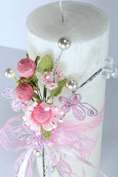 Σαγρέ χειροποίητο  κερί με ροζ λουλούδια 8x10 0516144