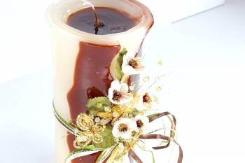 Τυλιχτό αρωματικό κερί με λουλούδια και πεταλούδες 8x20cm