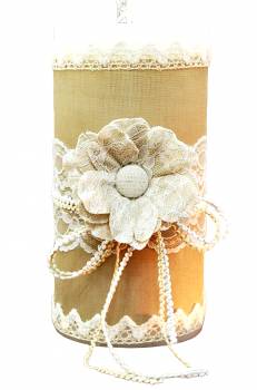 Χειροποίητο διακοσμητικό αρωματικό κερί με λουλούδι από γάζα  10x20cm